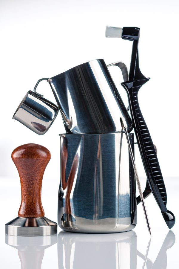 Milchkannen, Reinigungspinsel für Kaffeemaschinen